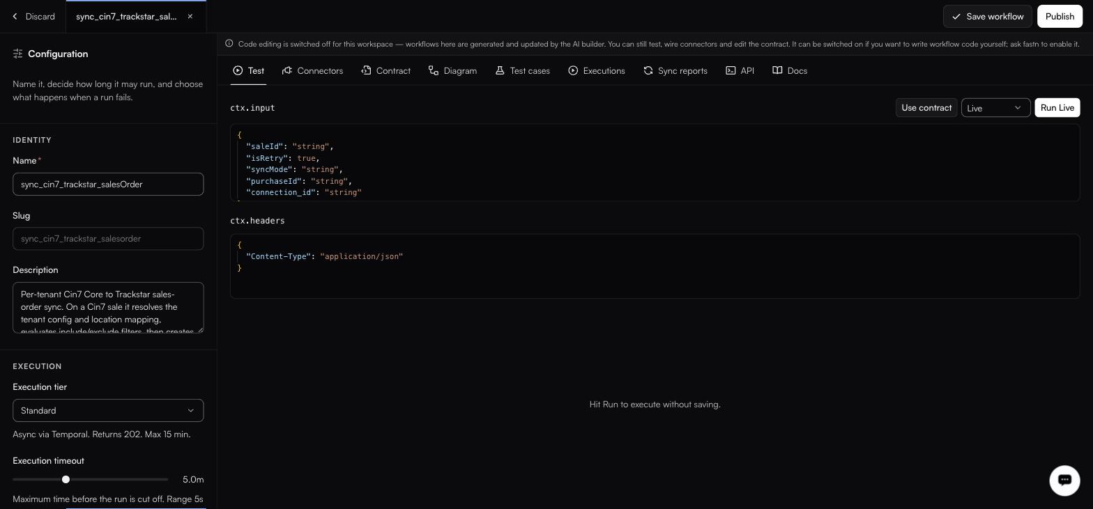 The Test tab with ctx.input and ctx.headers